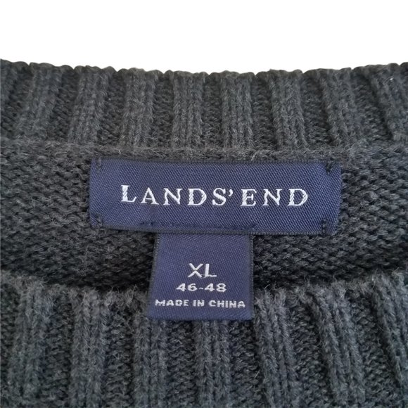 Men's Land's End Knit Pullover Sweater Like New Size XL Charcoal Gray Black - Picture 7 of 10